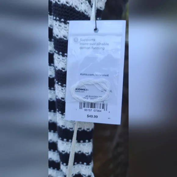 Nine West Knit Nautical Cottagecore Black & White Striped Dress - Size XXL / 2X - Picture 9 of 17